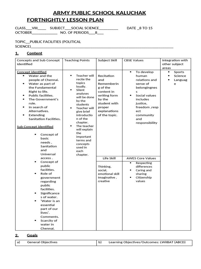 Class VIII Social Science Lesson Plan | PDF | Teachers | Knowledge