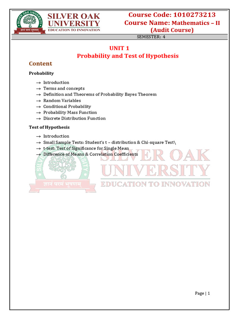Probability and Hypothesis Testing | PDF