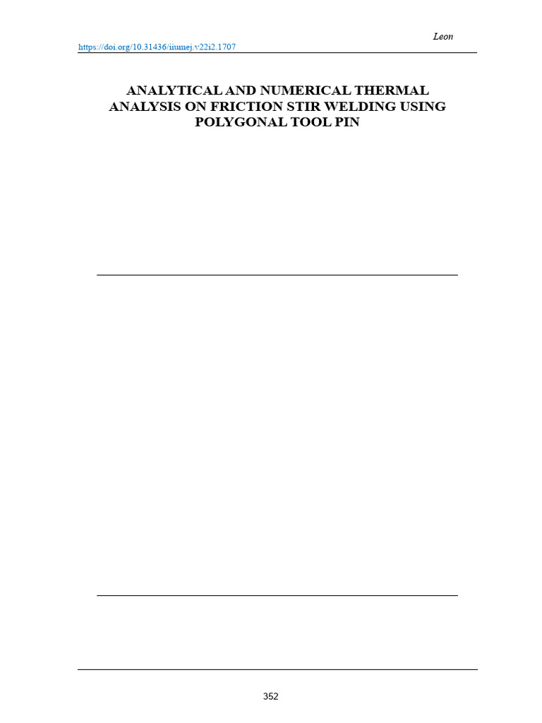 Analytical and Thermal Analysis On Friction Stir Welding Tips | PDF ...