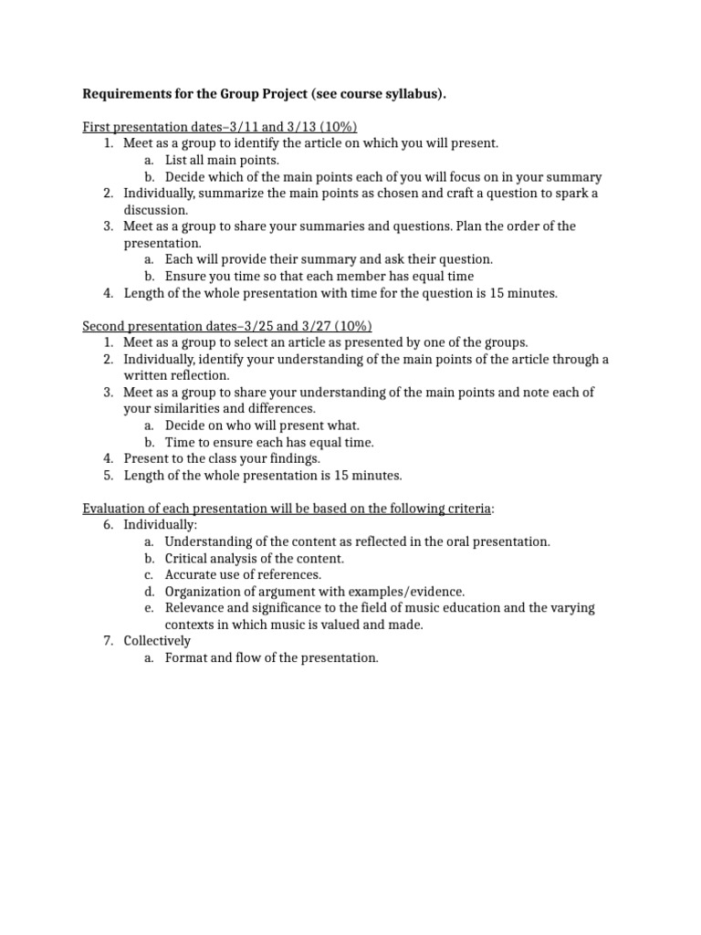 Requirements for the Group Project | PDF