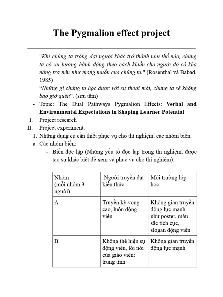 The Pygmalion Effect | PDF