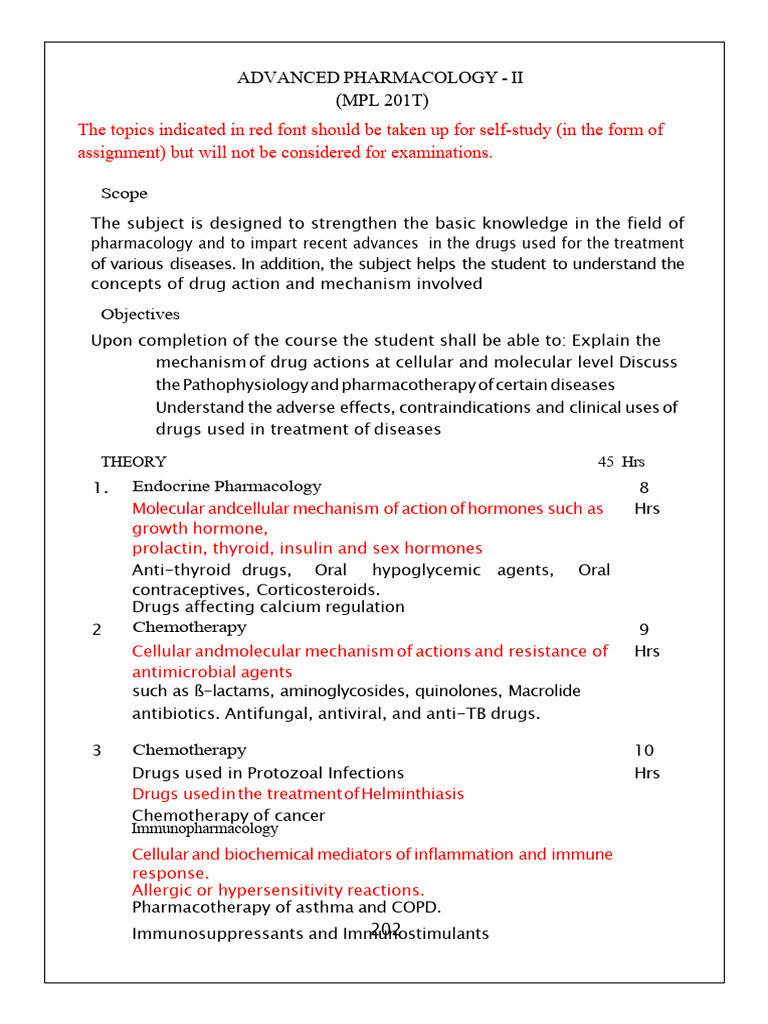 M. Pharm Pharmacology Sem II Reduced Syllabus | PDF | Pharmacovigilance ...