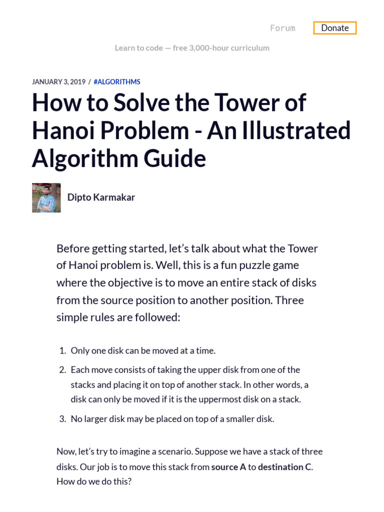 How To Solve The Tower of Hanoi Problem - An Illustrated Algorithm ...