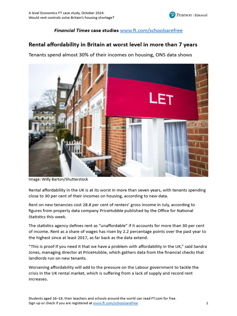 A Level Economics Case Study October Rent Controls | PDF | Rent ...