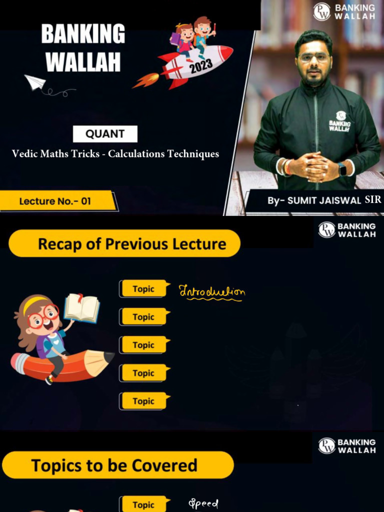 Vedic Maths Tricks - Calculations Techniques 01 _ Class Notes | PDF