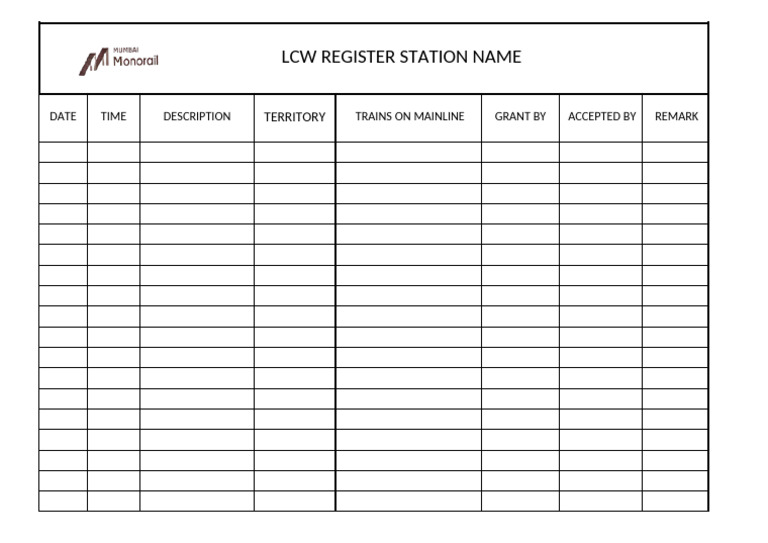 LCW Station Name Register Overview | PDF