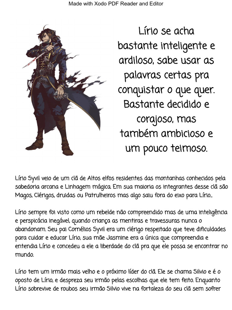 Personagem Lírio Syvil: Ladino Elfo | PDF