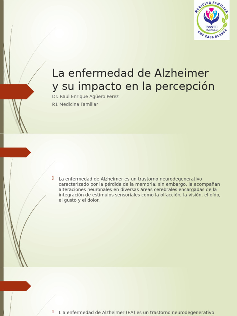 Alzheimer: Impacto en la Percepción Sensorial | PDF | Enfermedad de ...