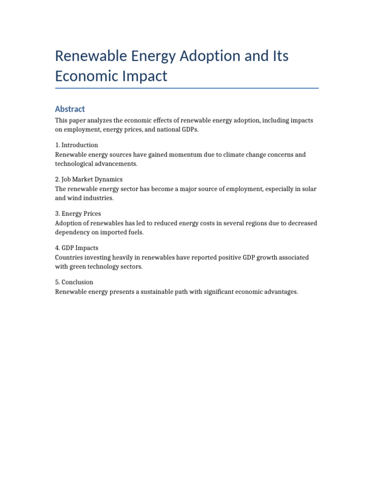 Economic Impact of Renewable Energy | PDF