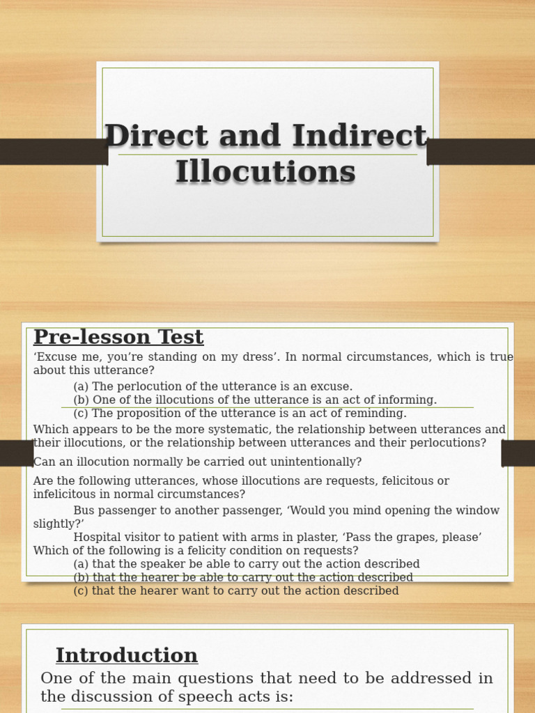 Understanding Direct and Indirect Illocutions | PDF