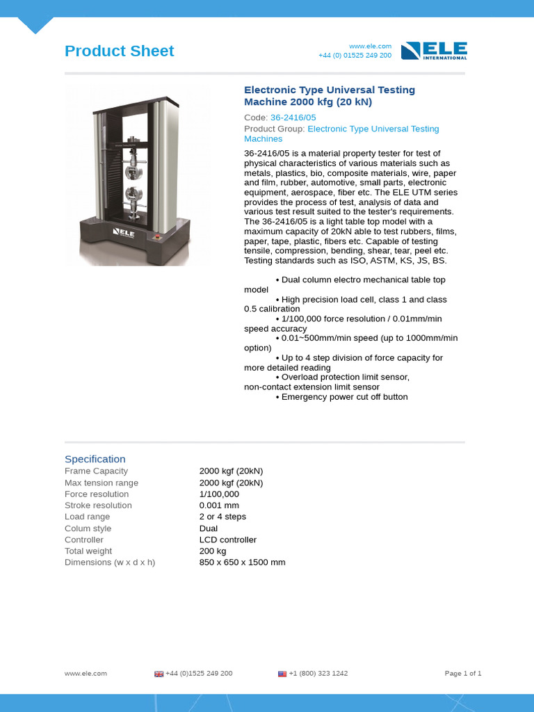 Universal Testing Machine 20kN Specs | PDF | Mechanical Engineering ...