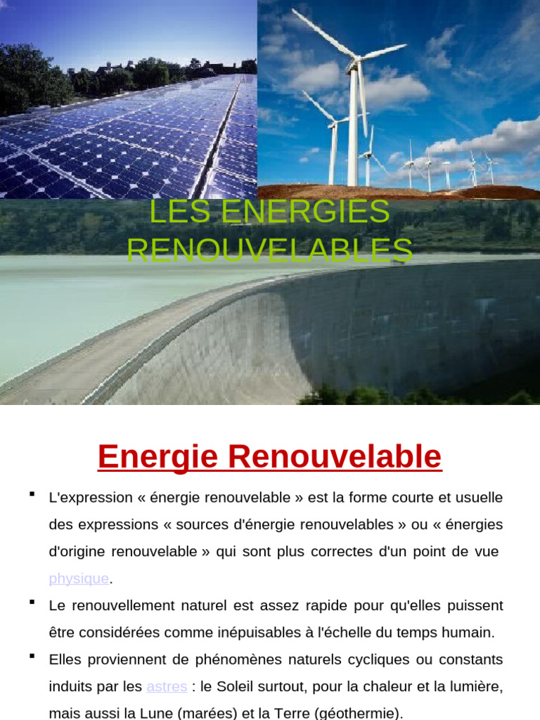 Énergies renouvelables : définitions et types | PDF | Énergie solaire ...