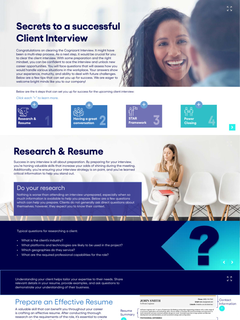 Client Interview Success Tips for Cognizant | PDF | Résumé | Body Language