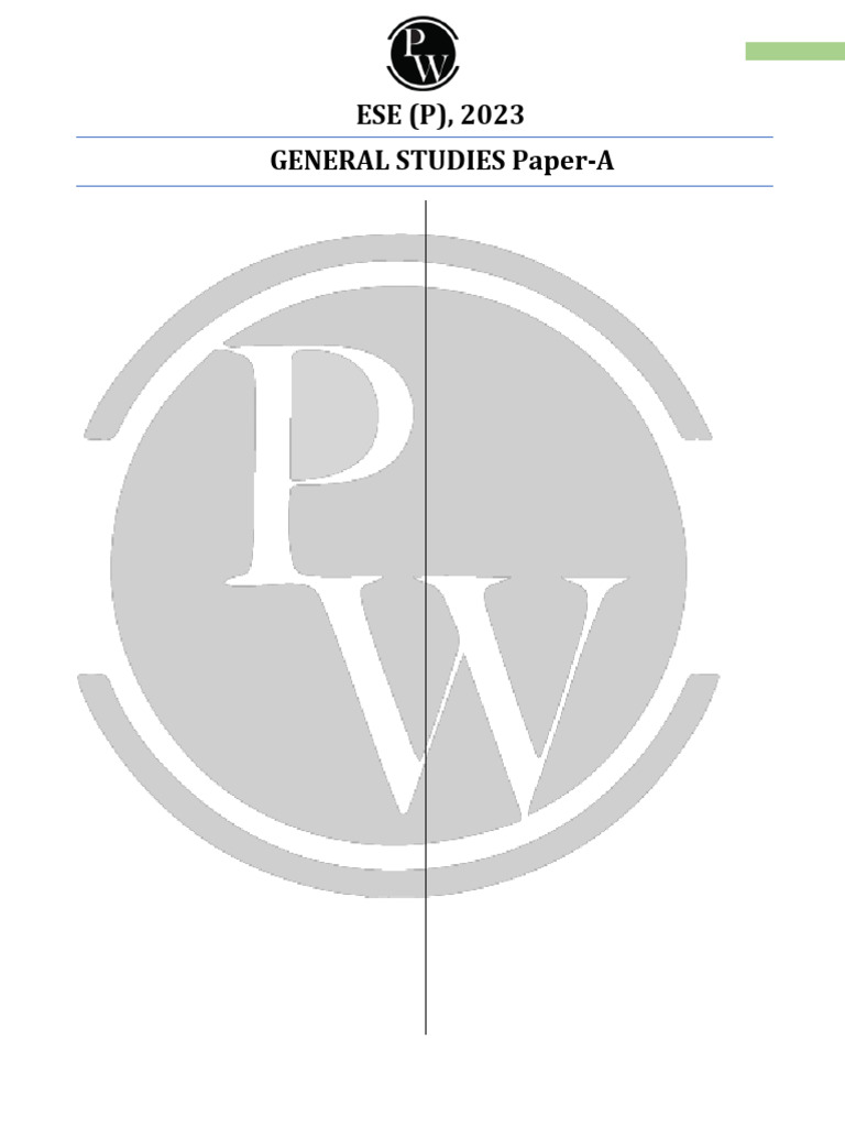 Ese 2023 Gs Paper I Set A | PDF | Elasticity (Physics) | Morality