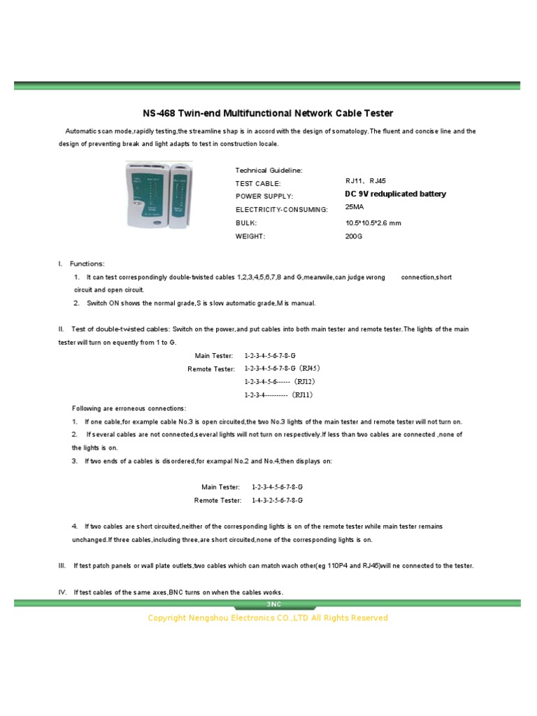 Cable Tester | PDF | Equipment | Electrical Components