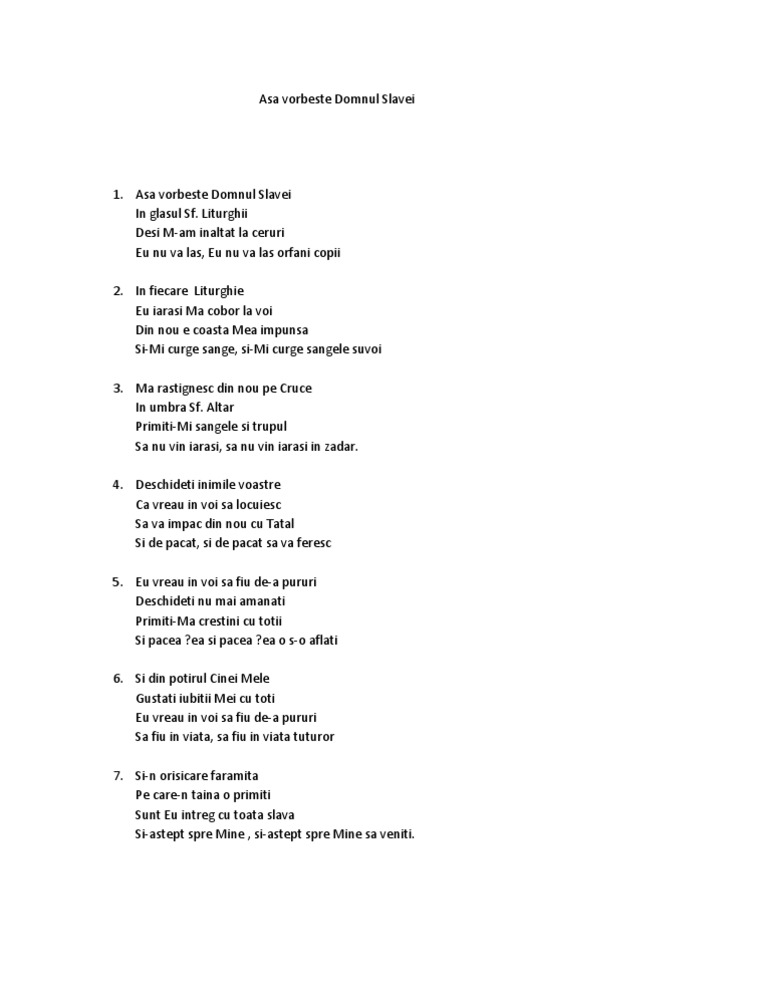 Asa Vorbeste Domnul Slavei | PDF