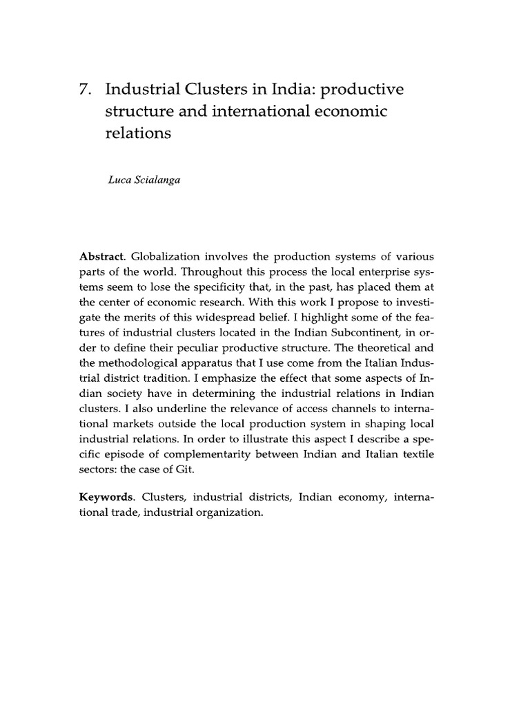 Industrial Clusters in India Scialanga | PDF