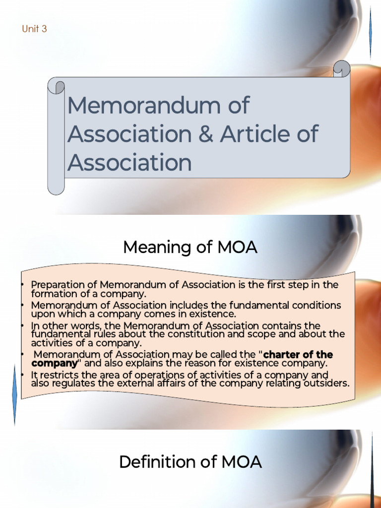 Understanding Memorandum of Association | PDF | Articles Of Association ...