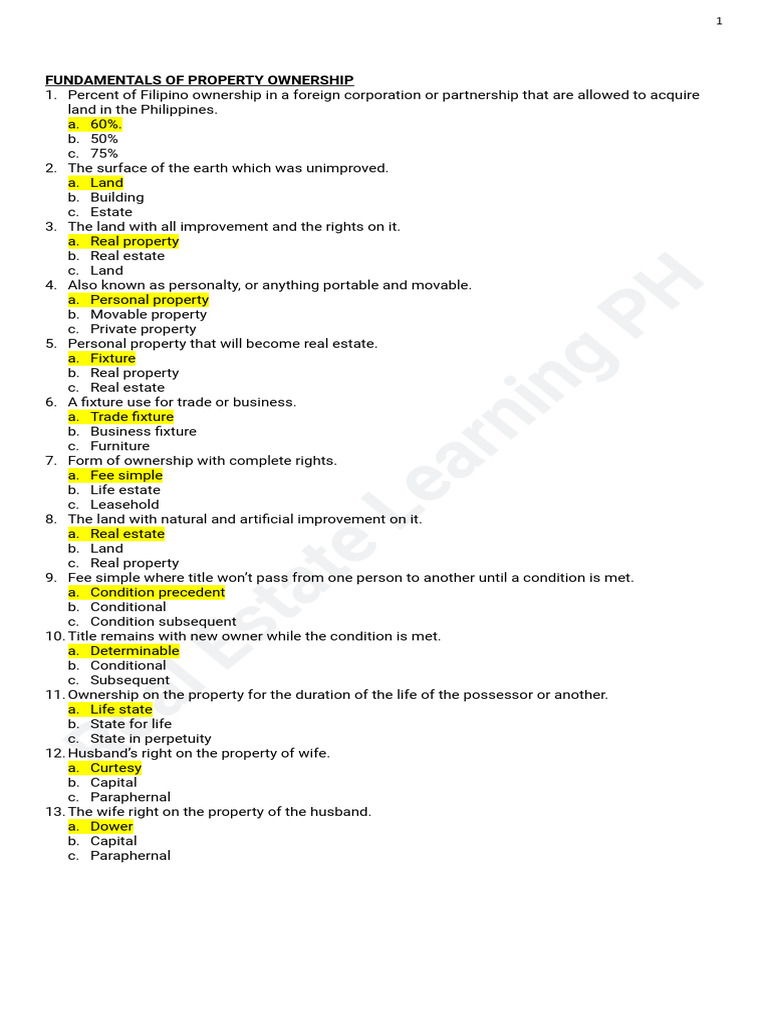 Property Ownership Basics in the Philippines | PDF | Concurrent Estate ...