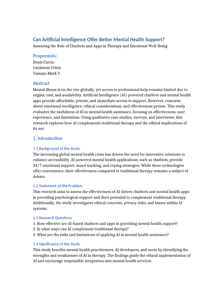 AI in Mental Health Support Study | PDF | Mental Health | Artificial ...