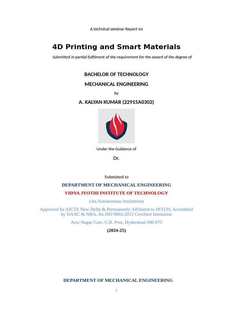 4D Printing: Innovations in Smart Materials | PDF | 3 D Printing ...