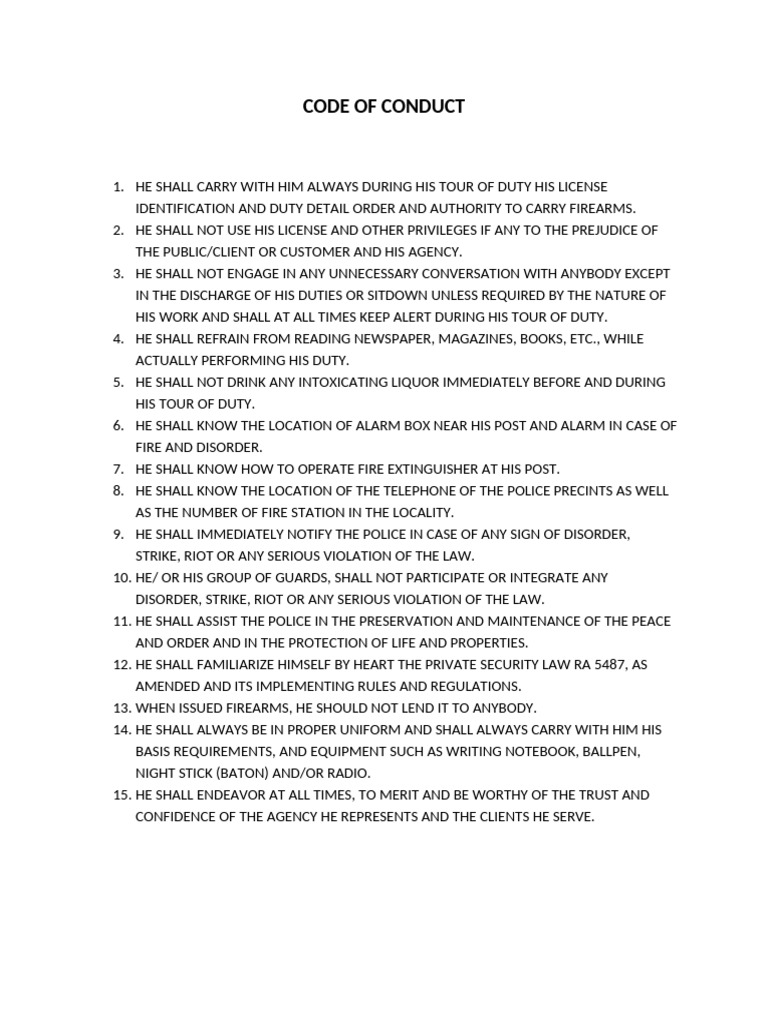 Code of Conduct | PDF