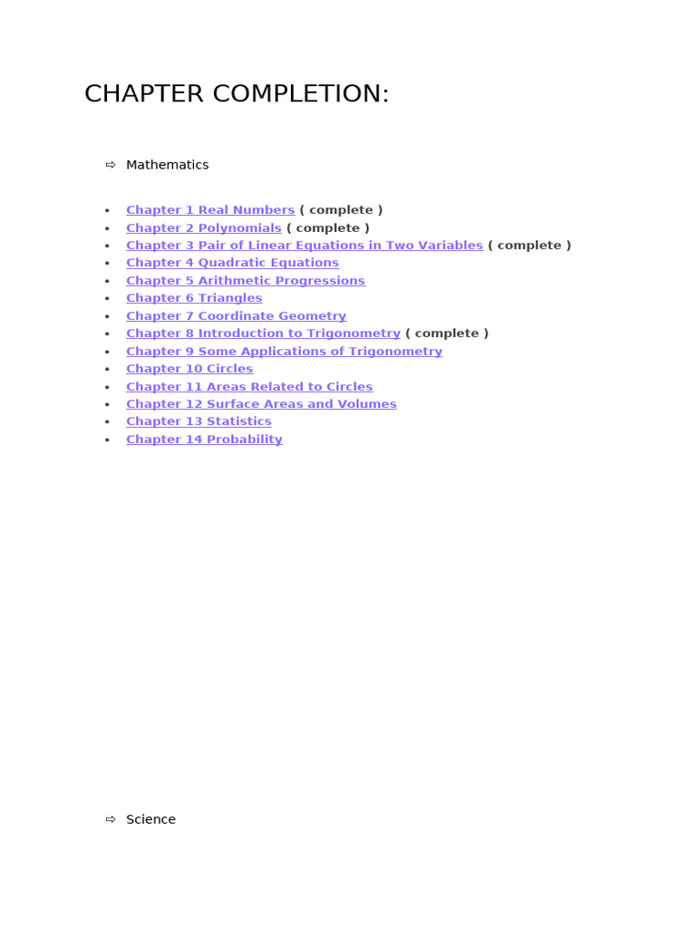 Class 10 Complete Chapter Overview | PDF