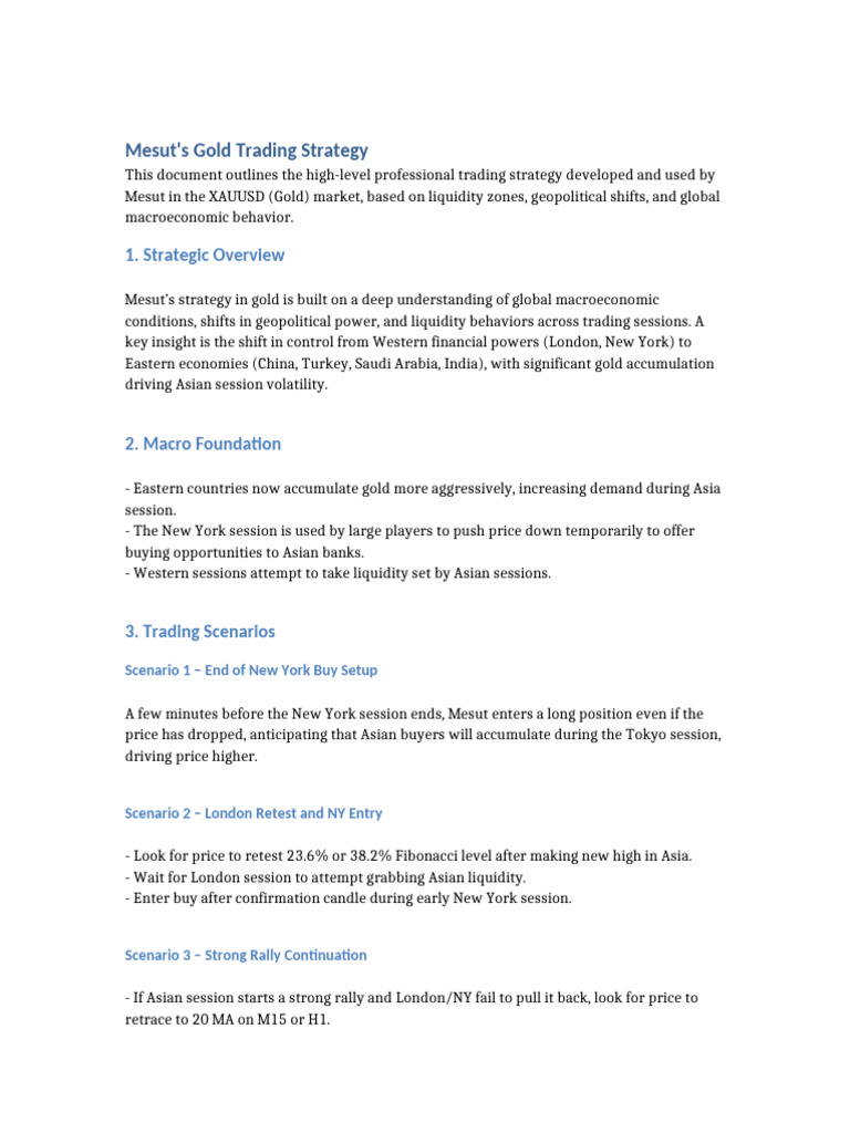 Mesut's Gold Trading Strategy Explained | PDF