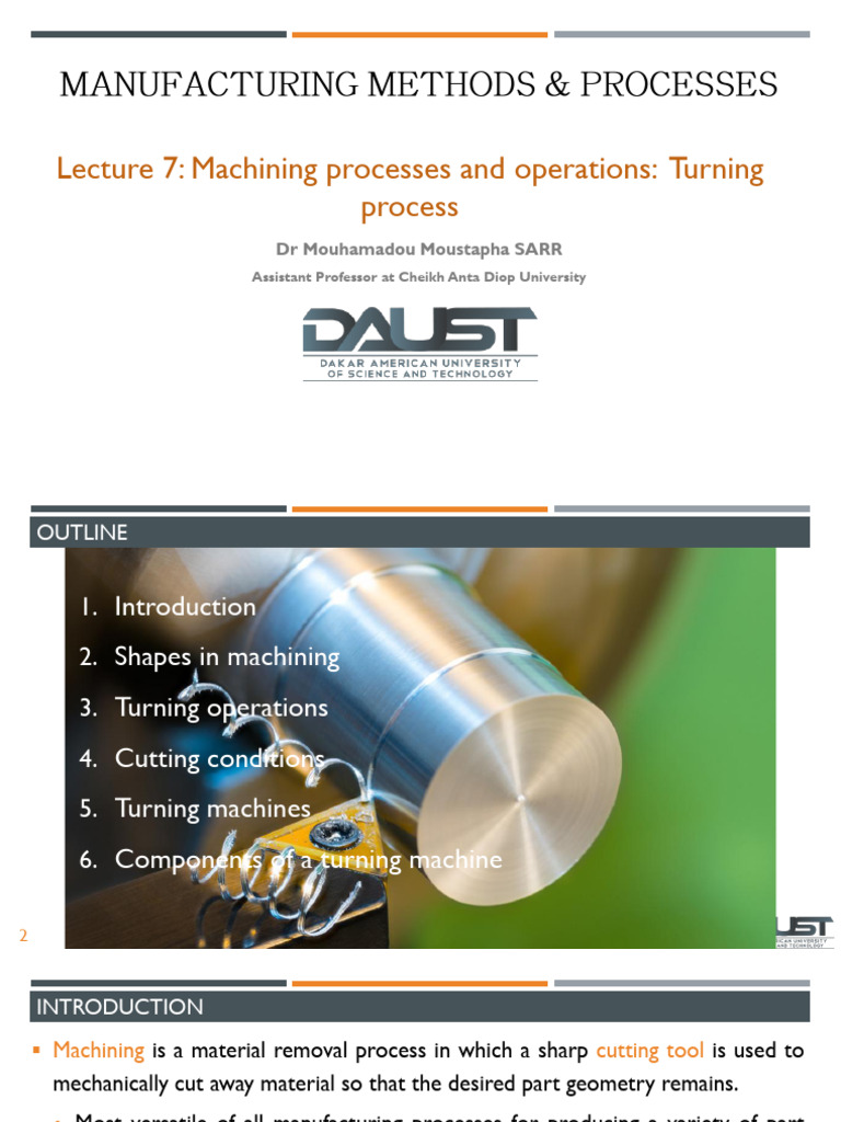 Lecture 7 - Machining Operations and Machine Tools Turning Process ...