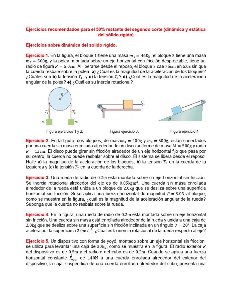 Ejercicios de Dinámica y Estática de Sólidos | PDF | Fricción | Fuerza