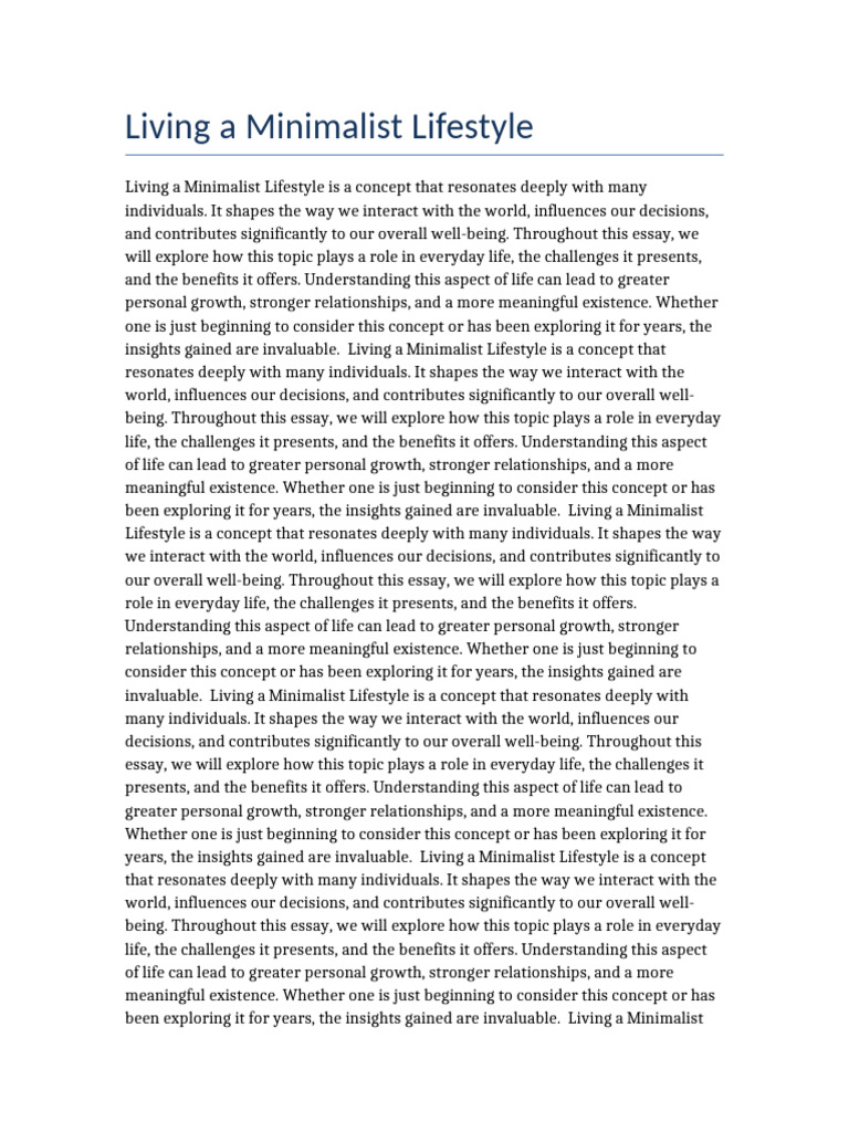 Essay 7 Living A Minimalist Lifestyle | PDF | Concept | Personal ...