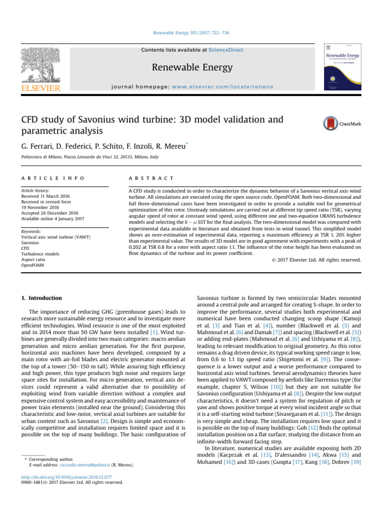 CFD Analysis of Savonius Wind Turbine | PDF | Turbine | Wind Turbine