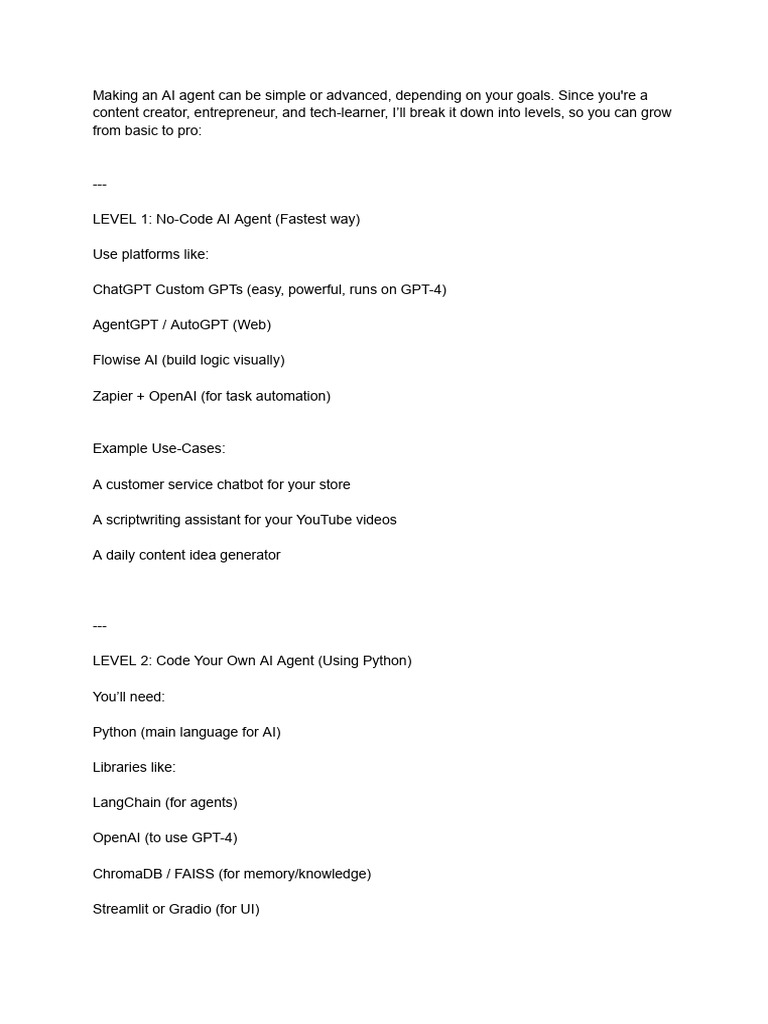 Build Your AI Agent: A Step-by-Step Guide | PDF