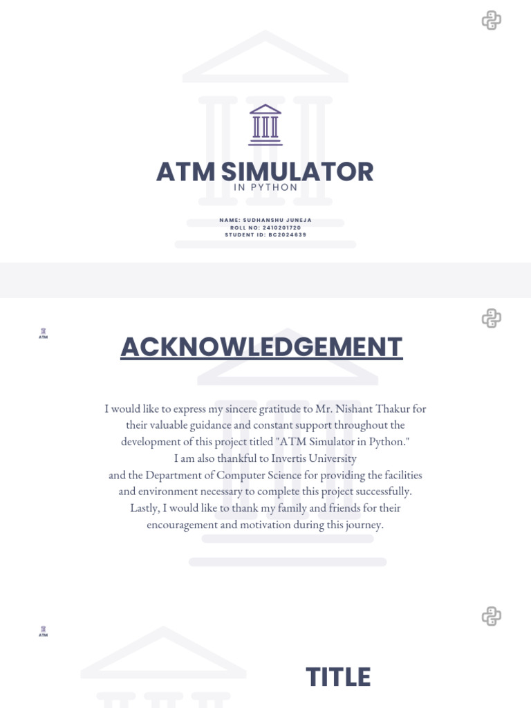 ATM Simulator Project in Python | PDF | Personal Identification Number ...