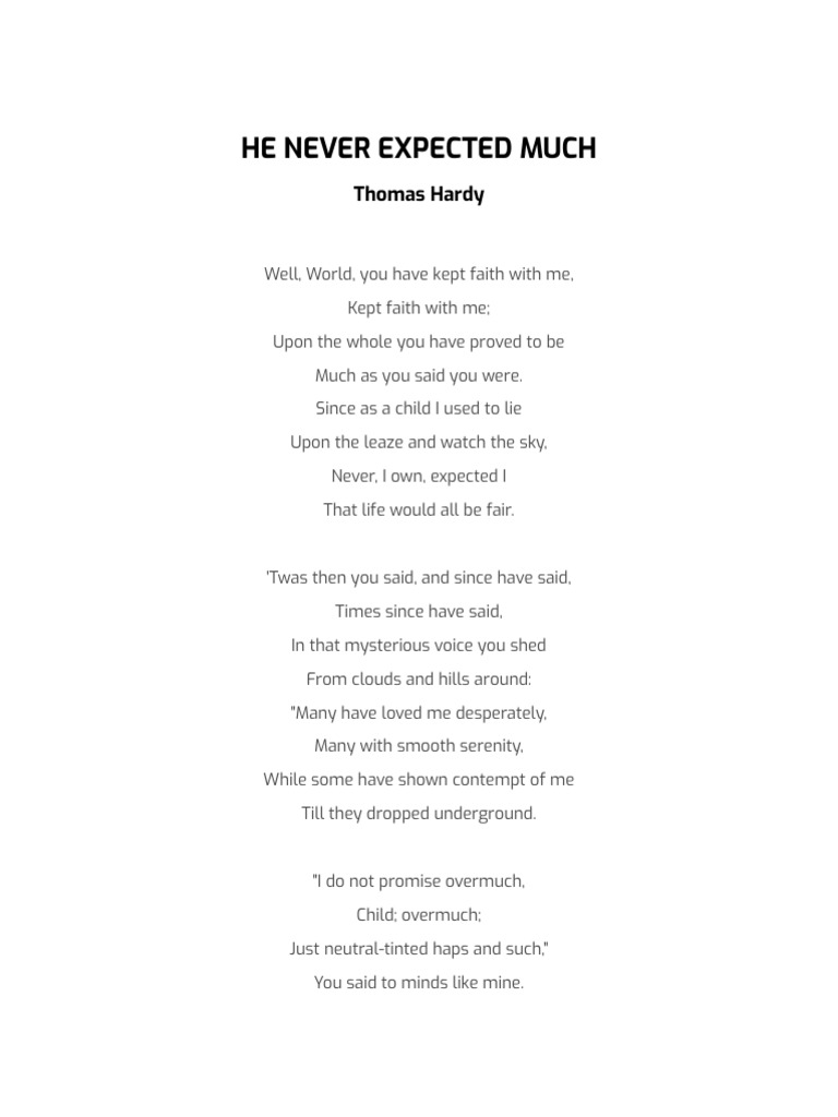 Understanding Hardy's "He Never Expected Much" PDF