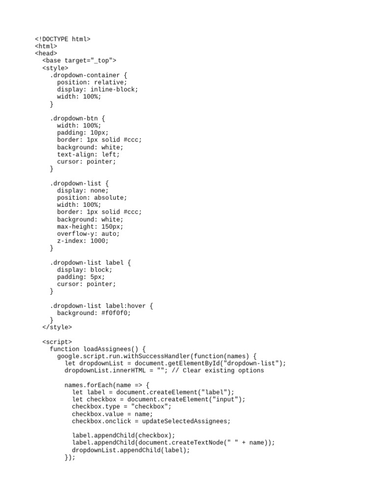 Task Manager with Dropdown Assignees | PDF
