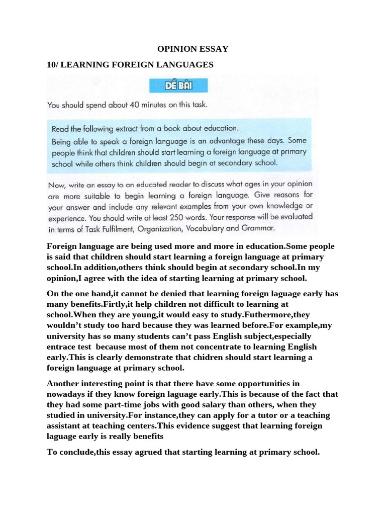 Benefits of Early Foreign Language Learning | PDF | Foreign Language ...