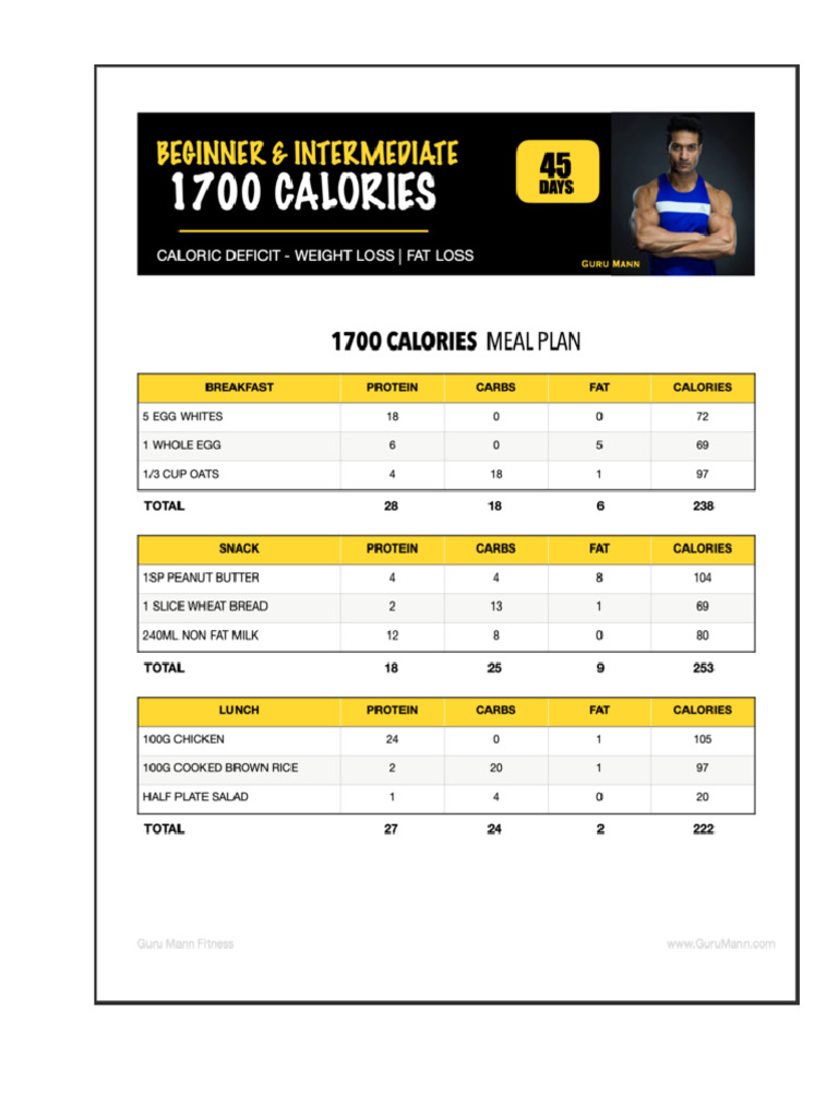 1700 Calories | PDF
