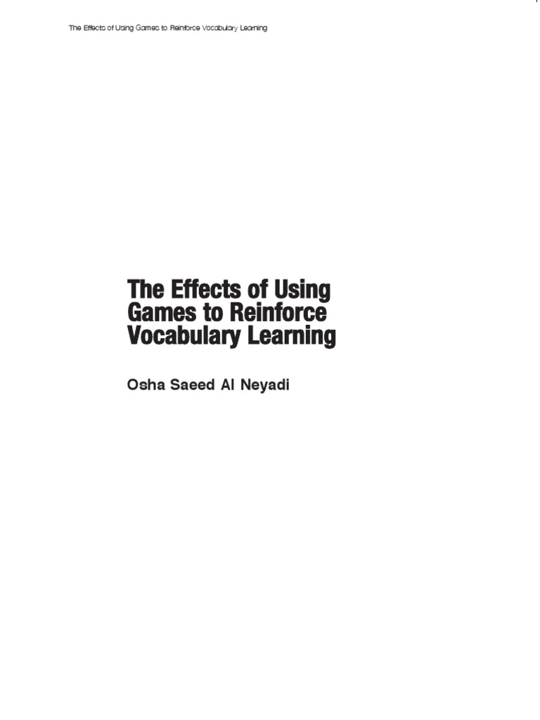 Games for Vocabulary Reinforcement | PDF | Vocabulary | Learning