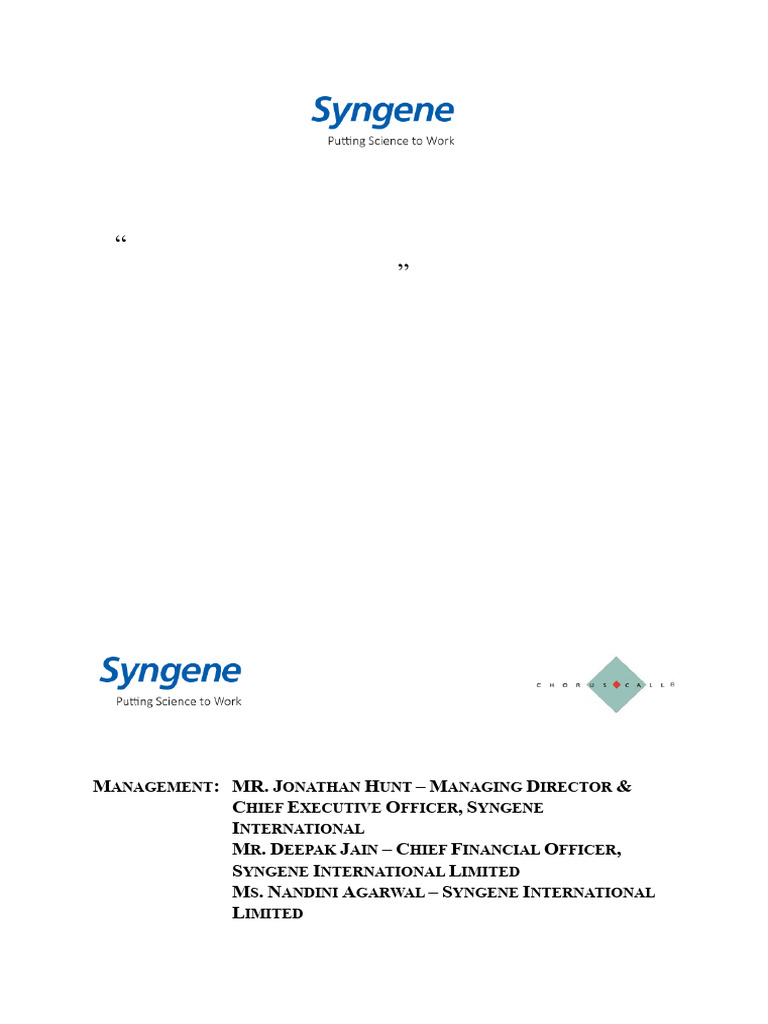 Syngene Q3 FY'25 Earnings Call Summary | PDF | Taxes | Artificial ...