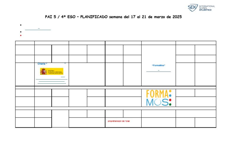 PAI 5 - 4 ESO Planificado Del 17 Al 21 de Marzo | PDF