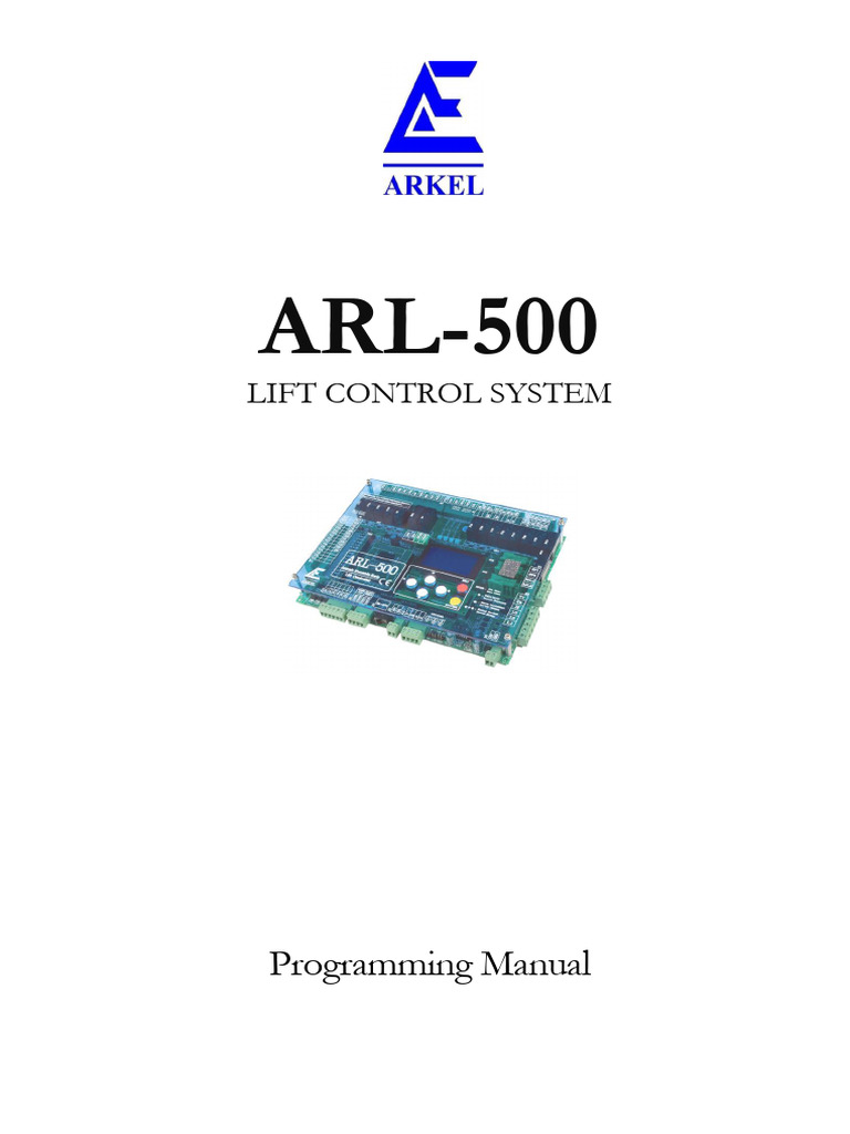 ARL-500 Lift Control System Manual | PDF | Menu (Computing) | Elevator