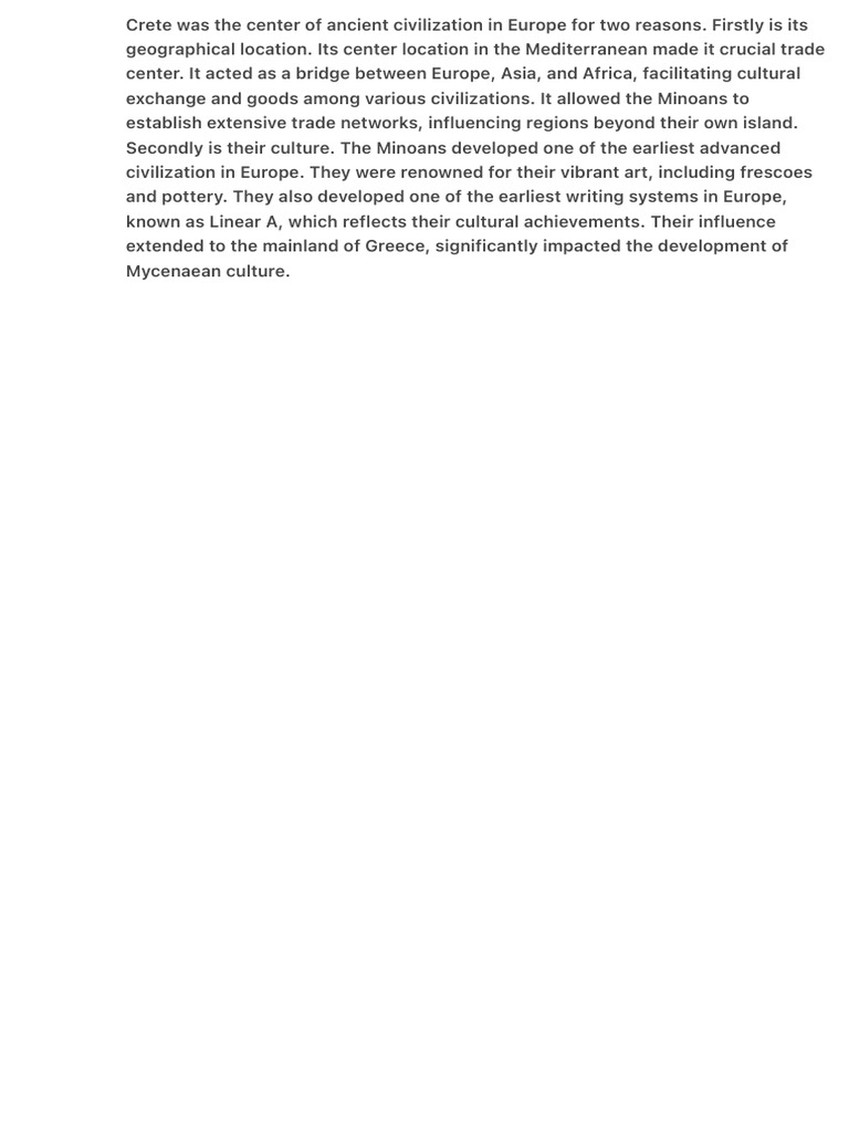 Crete: Cradle of Minoan Civilization | PDF