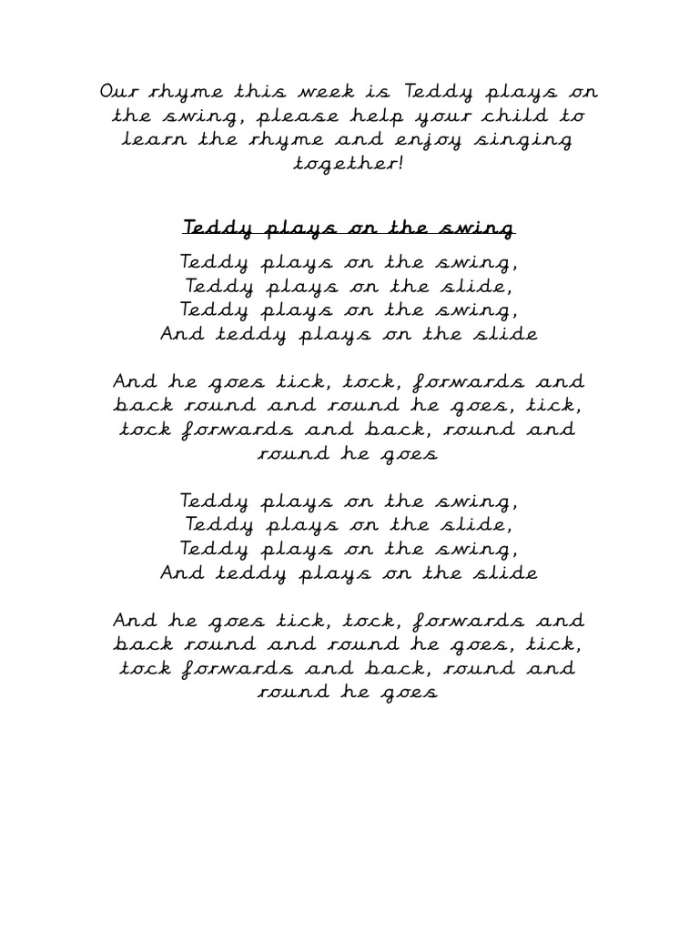 Teddy's Swing Rhyme for Kids | PDF