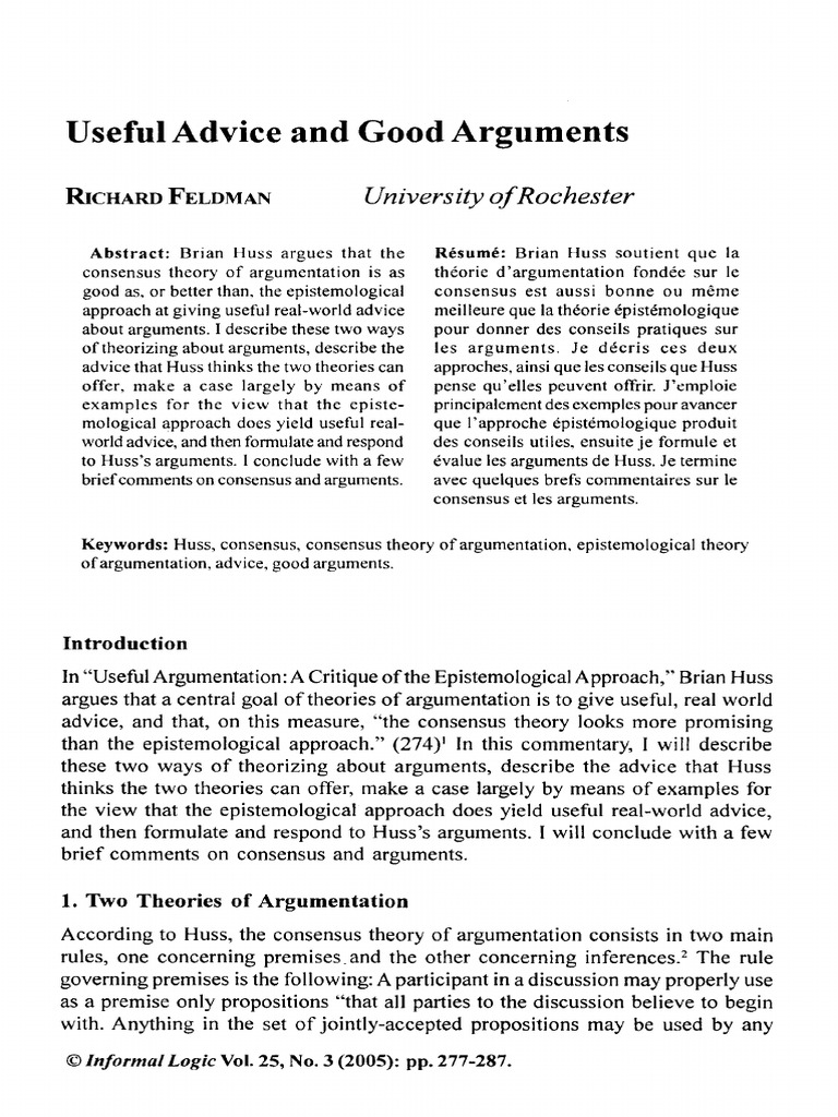 Consensus vs. Epistemological Argumentation | PDF | Epistemology | Argument