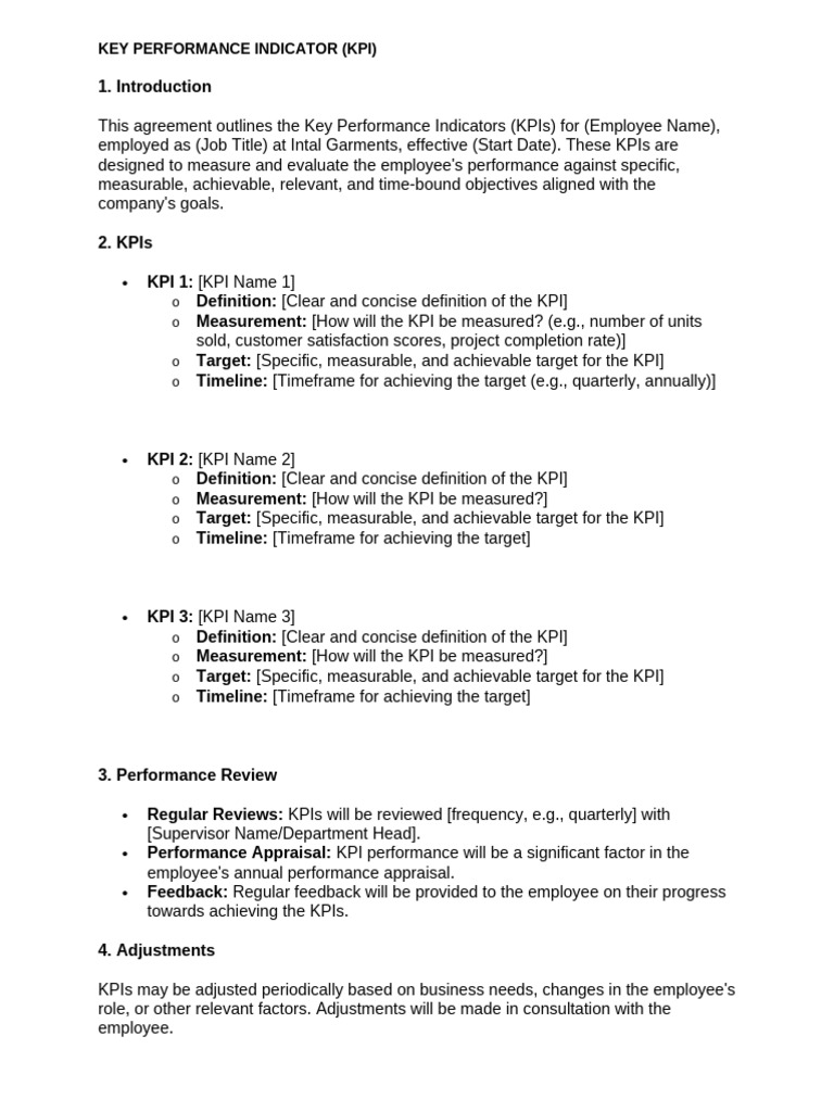 Key Performance Indicators Agreement | PDF | Performance Indicator ...