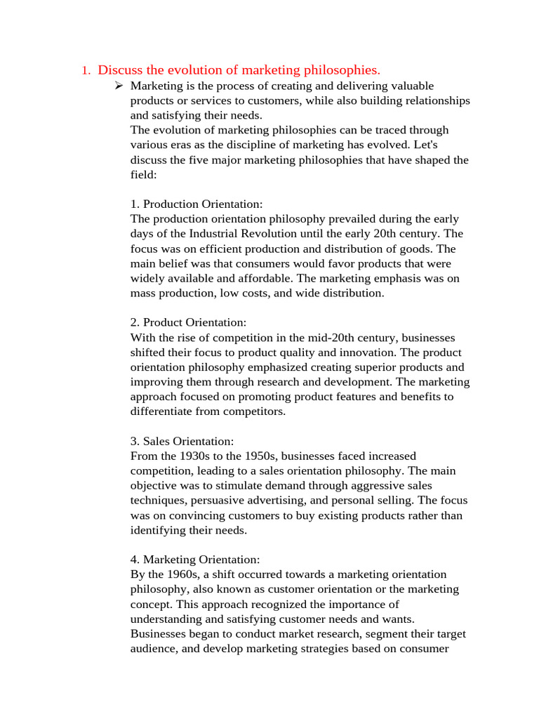 Evolution of Marketing Philosophies Explained | PDF | Pricing | Marketing