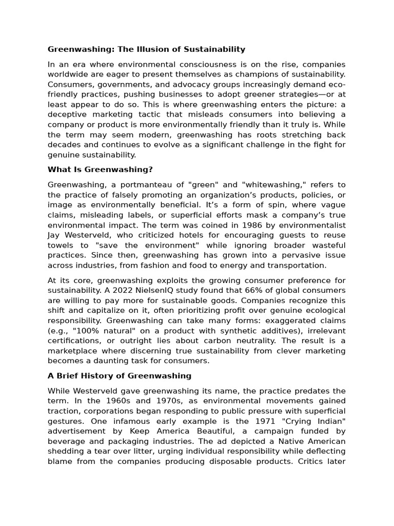 Understanding Greenwashing Tactics | PDF | Sustainability | Economy And ...
