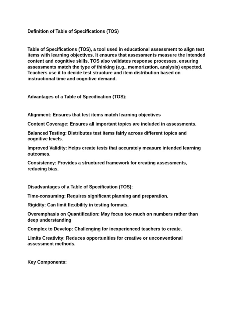 Understanding Table of Specifications | PDF | Educational Assessment ...