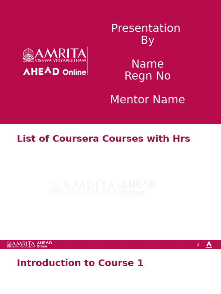 Coursera Course Presentation Overview | PDF